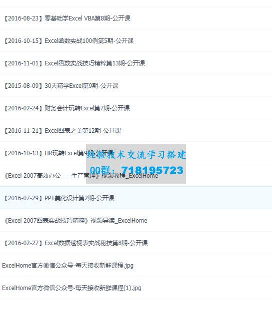     ExcelHome在线付费培训公开课视频下载汇总
