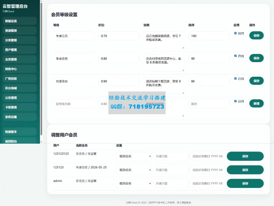 云智资源系统源码 – 带支付 积分商城 广告